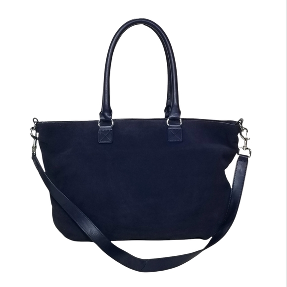 Talbots Handbags - TALBOTS Womens Midnight Navy Blue Suede Leather Satchel Shoulder Bag Purse